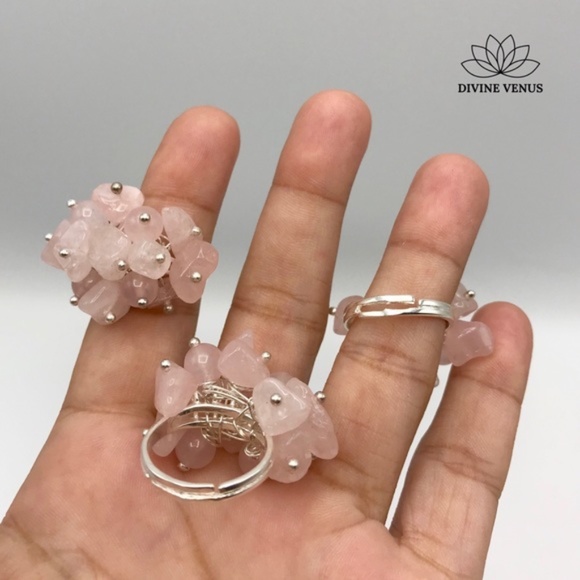 Rose Quartz Adjustable Ring - Picture 6 of 7